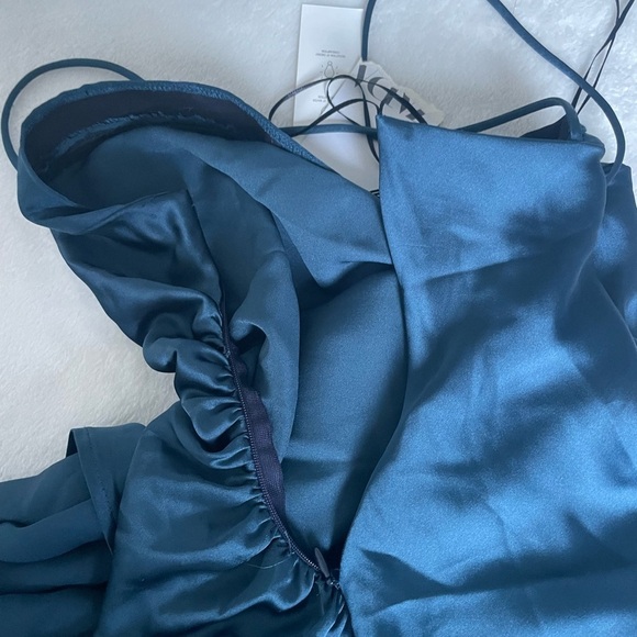 Zara Midnight Blue Satin Midi Dress - Picture 10 of 11